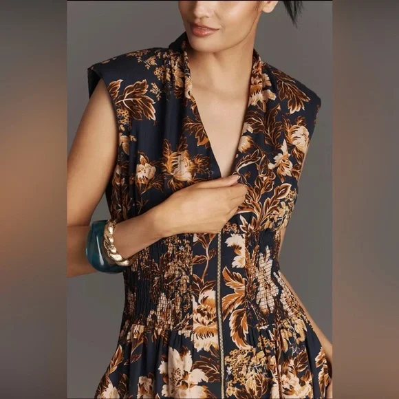 NWT Anthropologie The Tommie Front-Zip Midi Dress XL